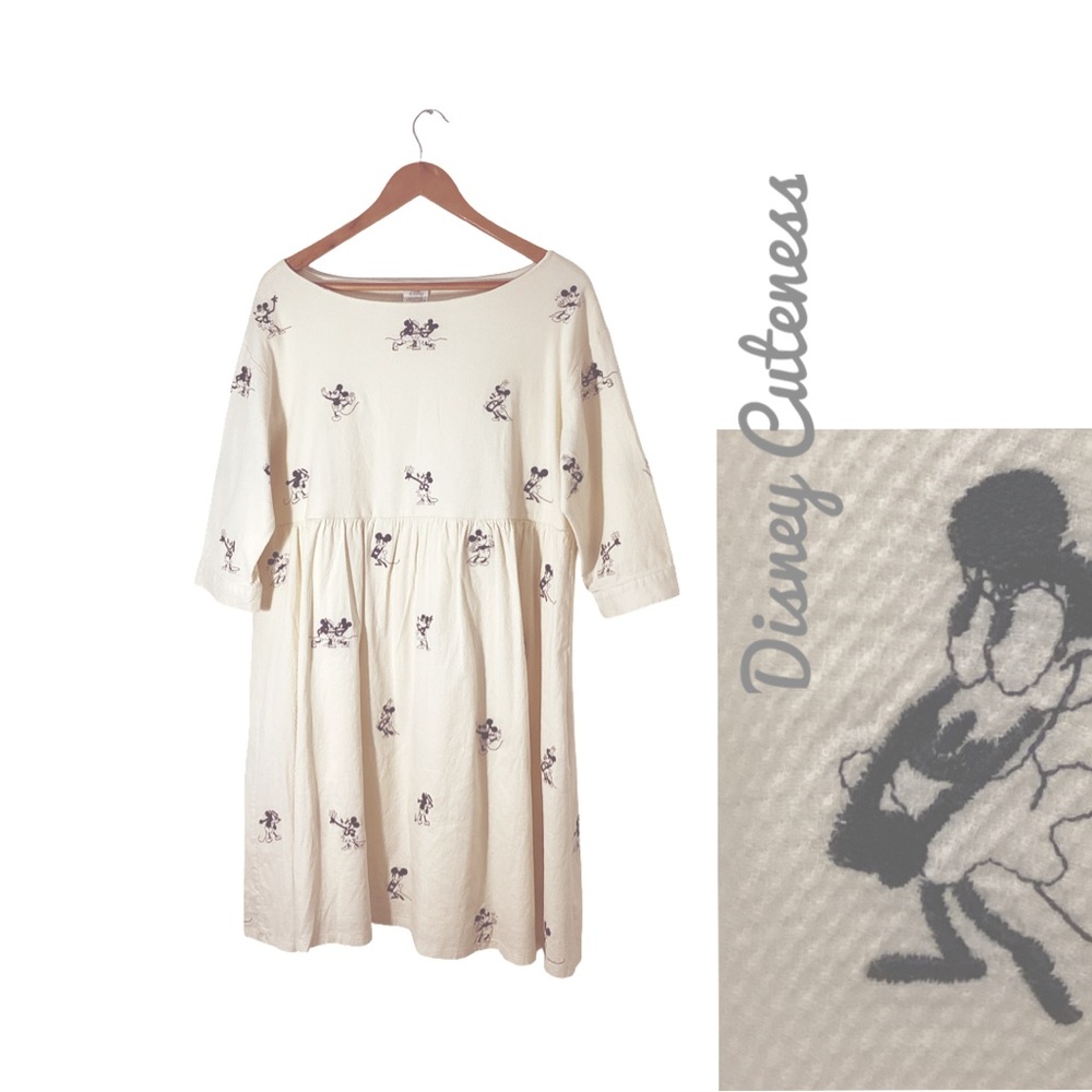Bone Color Disney Parks Noir Collection Embroidered Cotton Dress Size L